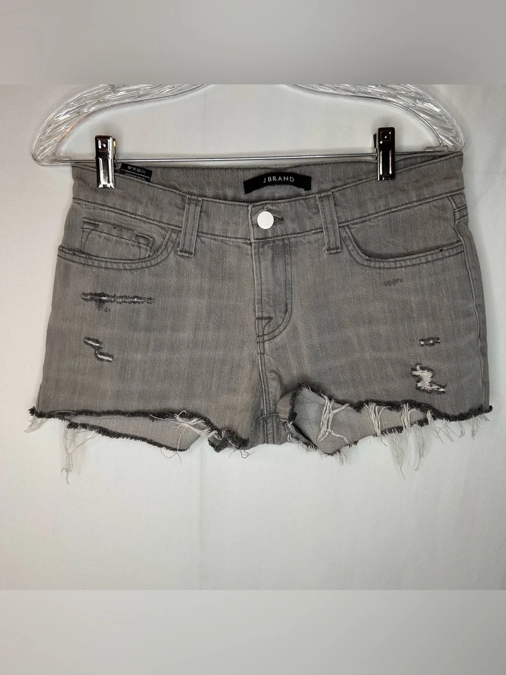 J Brand Grey Distressed Denim Cutoff Shorts Size 25